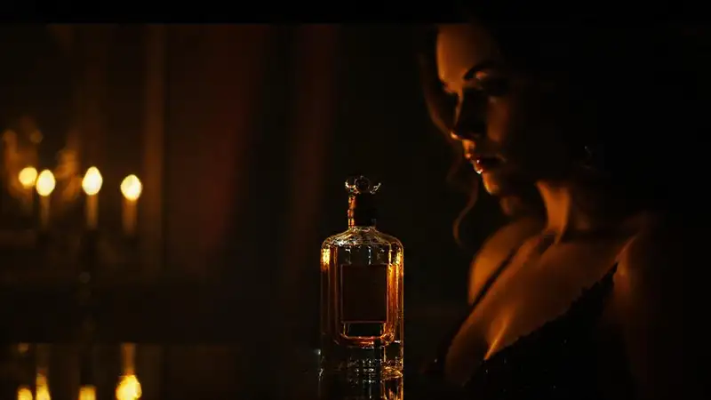 Perfume elegante en noche misteriosa