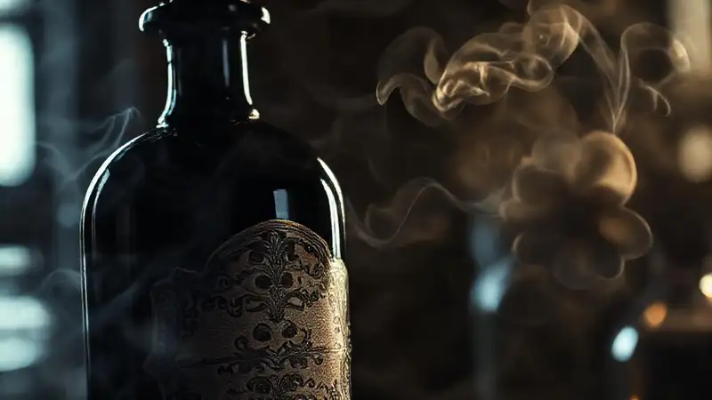Perfume misterioso en laboratorio antiguo