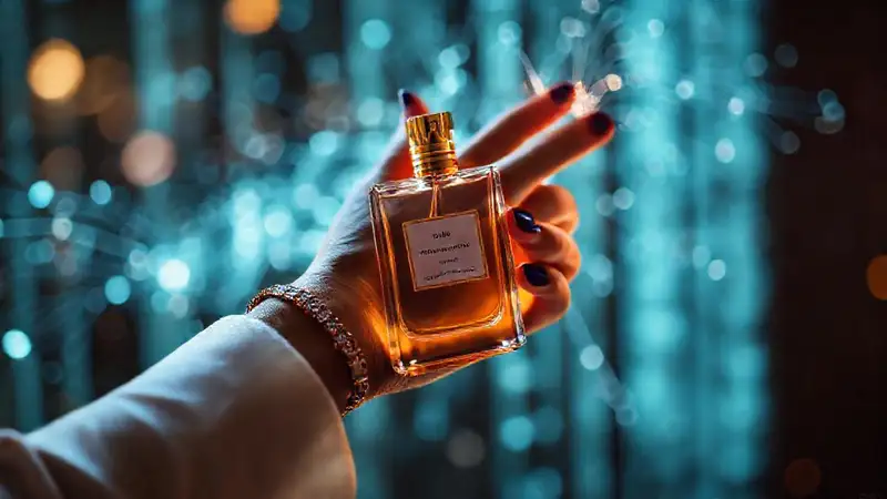 Joyería futurista y aroma holográfico elegante