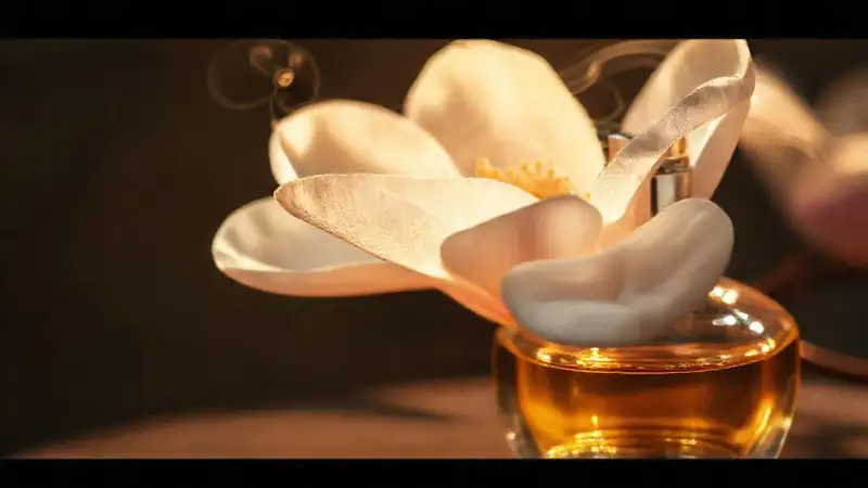 Magnolia exhalando un aroma delicado y dorado
