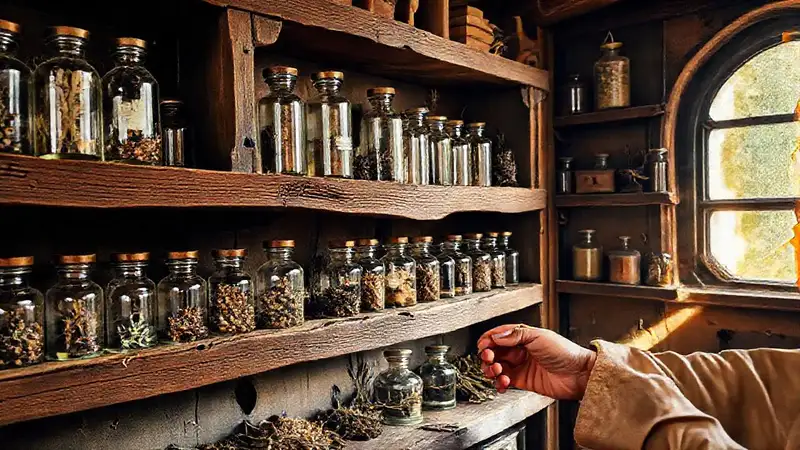 El apotecario antiguo guarda secretos herbales