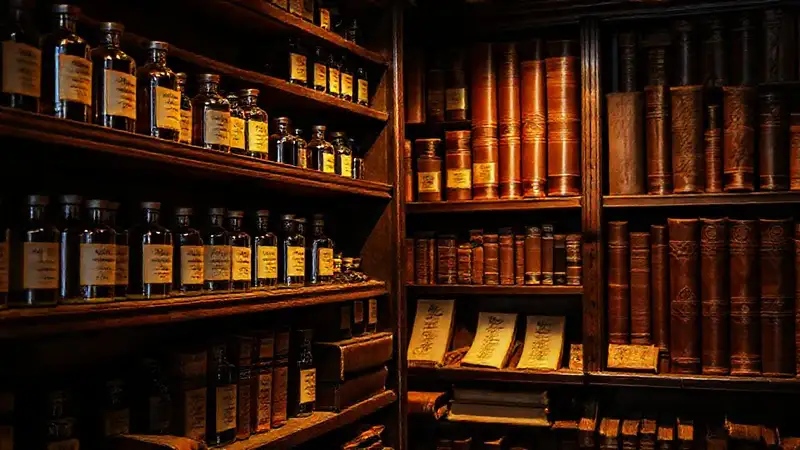 Una tienda vintage oscura y misteriosa