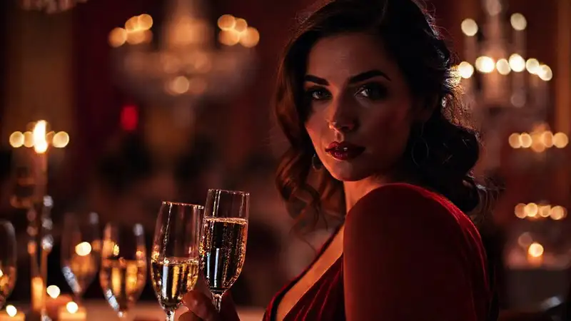 Glamurosa dama en baile íntimo