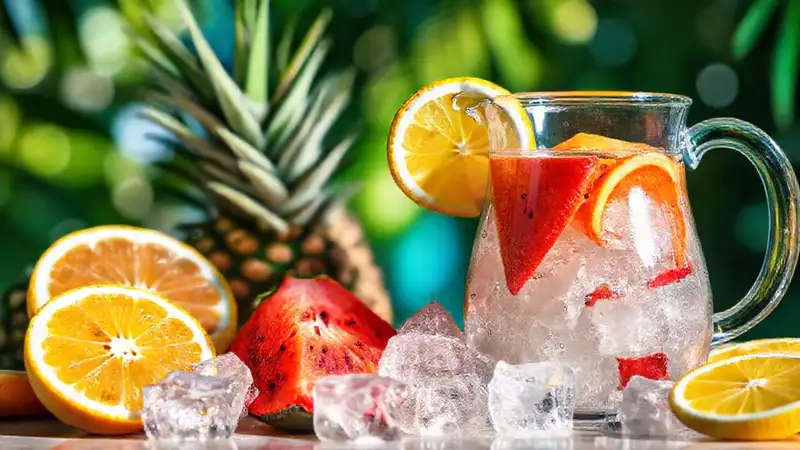 Frutas tropicales evocan verano refrescante y vibrante