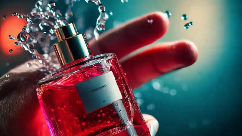 Perfume lujoso resplandece en detalles dramáticos
