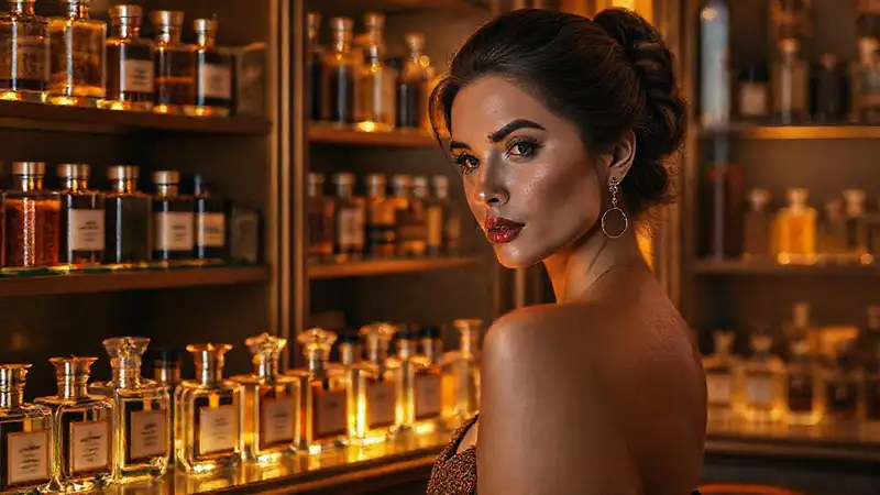 Un perfume lujoso ilumina un ambiente cálido