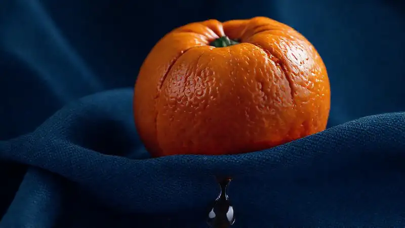 Naranja mandarín realista en fondo oscuro