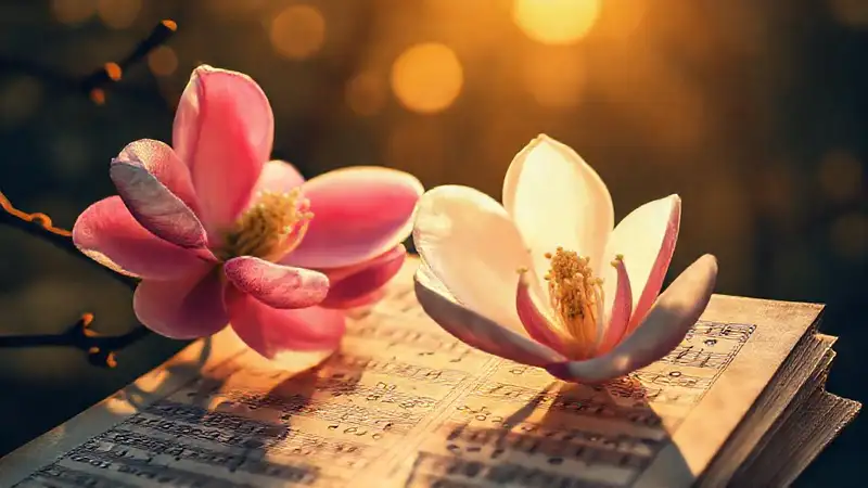 Magnolia dorada en atmósfera onírica