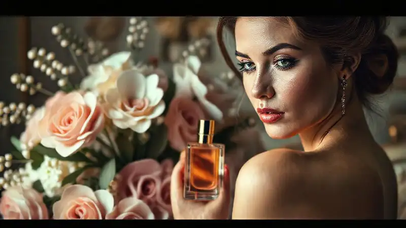 Mujer elegante en ambiente lujoso y soñado