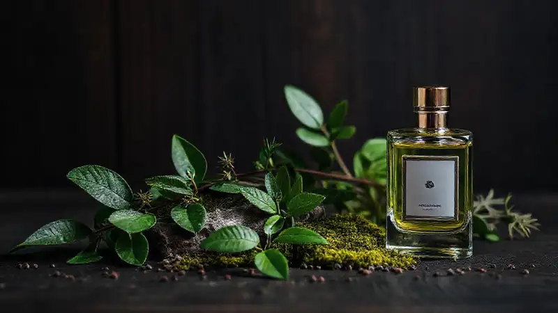 Perfume sofisticado en detalle minimalista