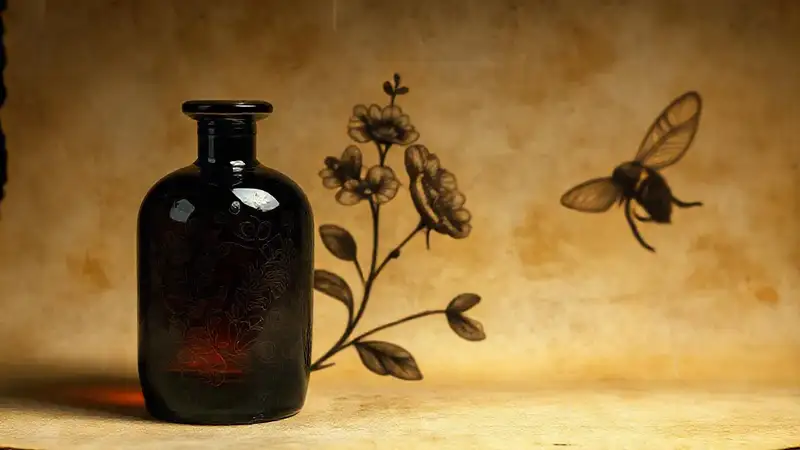 Perfume sofisticado en botella antigua