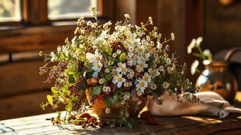 Un ramo de especias florece en luz