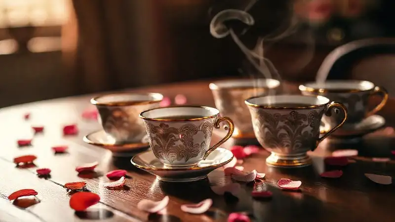 Ceremonia de té elegante y lujosa