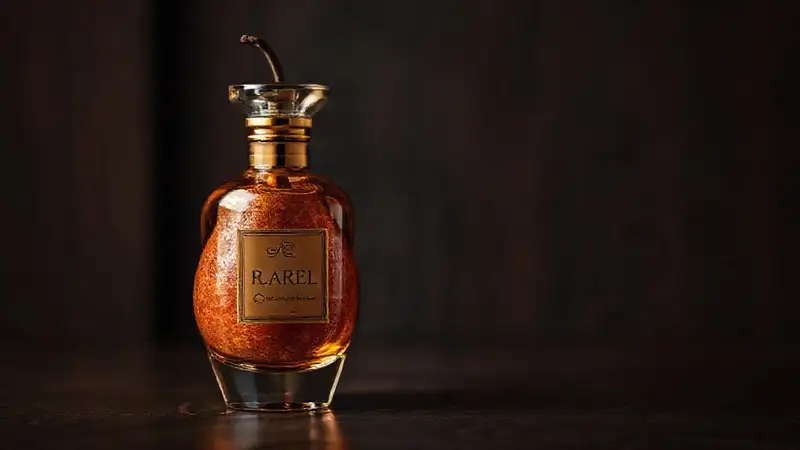 Un perfume lujoso emana calor ámbar