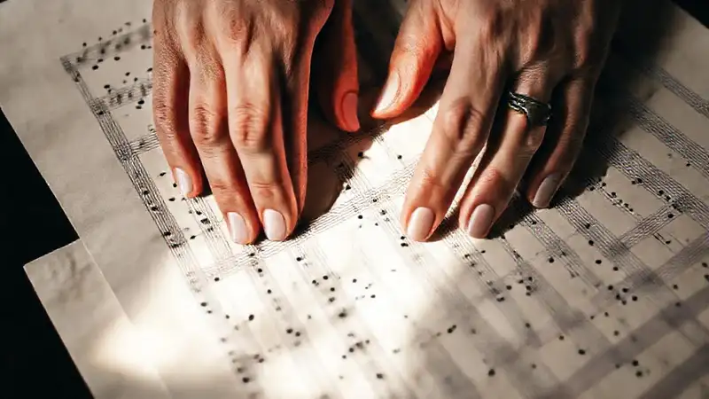 Manos y música sugieren un misterio visual