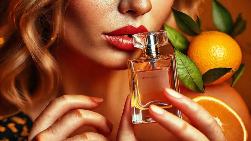 Una mujer elegante disfruta de cítricos lujosos