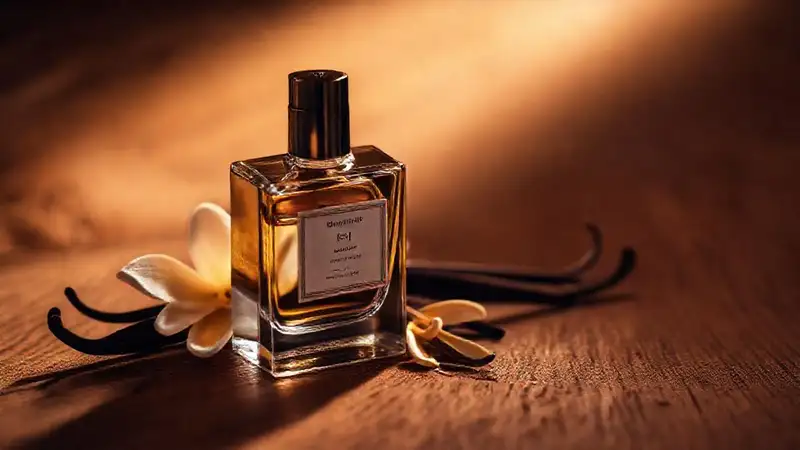 Un perfume elegante en luz cálida