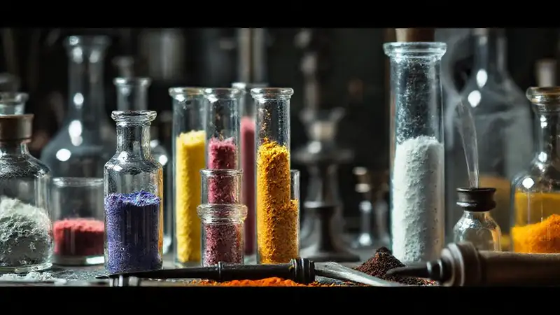 Laboratorio antiguo de colores y detalles
