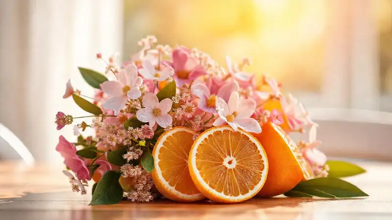 Líneas luminosas y florales en pastel