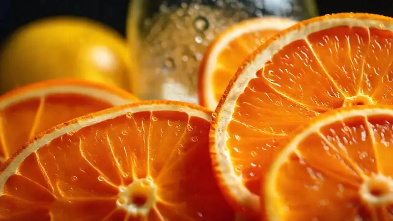 Lágrimas de naranja en estudio elegante