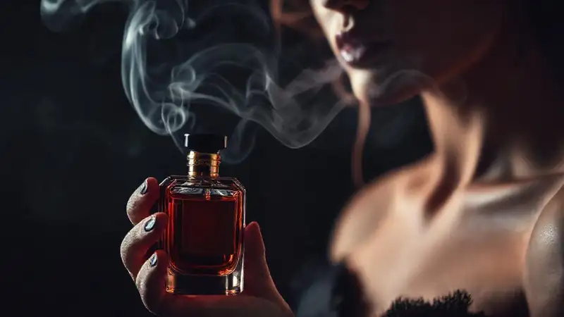 Perfume y elegancia en un ambiente oscuro