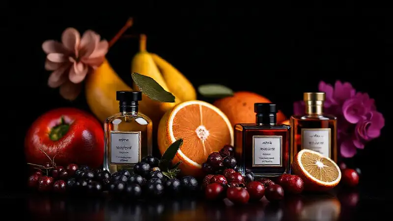 Retrato elegante de frutas y aromas