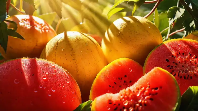 Melones vibrantes en luz de estudio