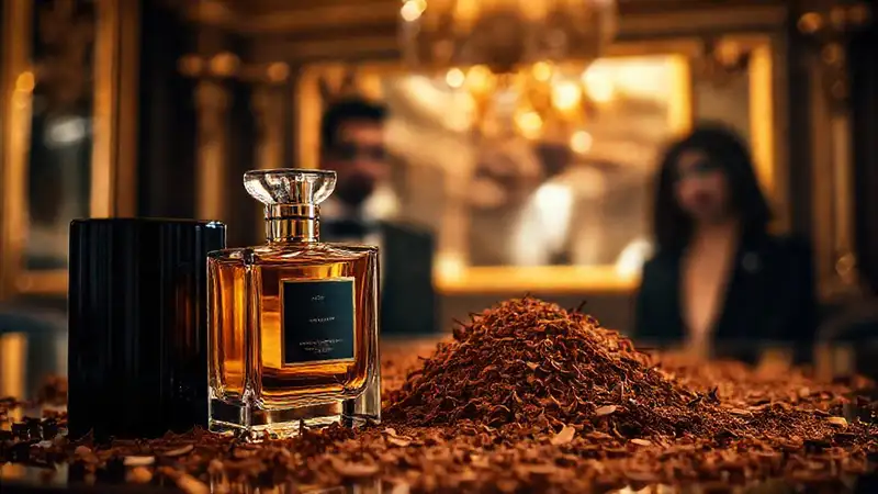 Un perfume lujoso captura la luz dorada