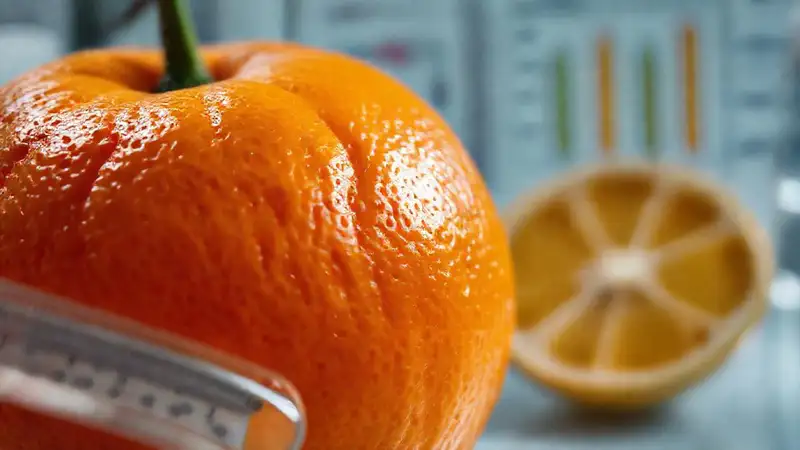 Fruta cítrica analizada en laboratorio