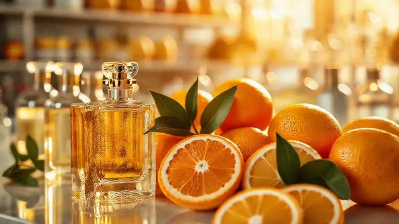 Frutas cítricas evocan un aroma dorado elegante