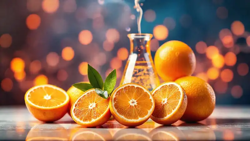 Frutas cítricas científicas emiten luz vibrante