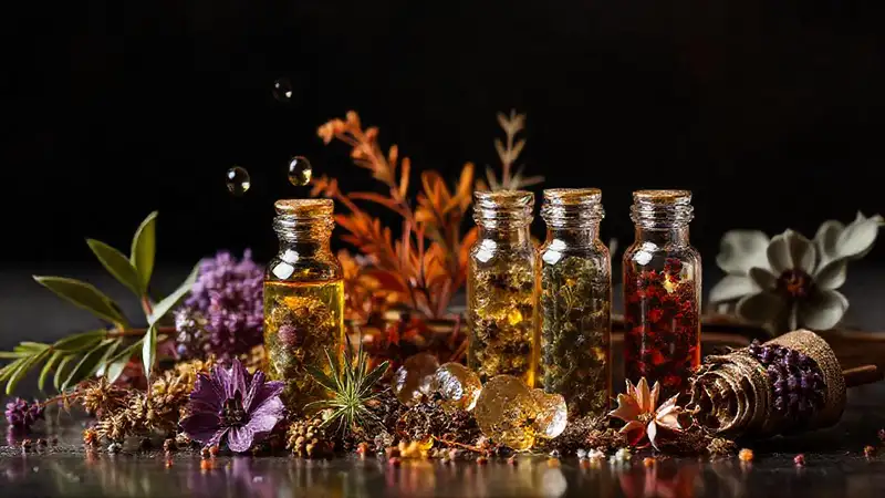 Una composición botánica resina