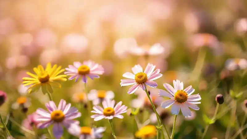 Flores silvestres vibrantes iluminan un prado