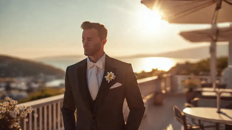Un hombre elegante en un ambiente soñador