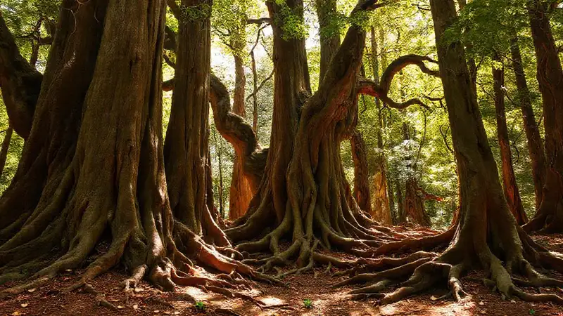 Un bosque antiguo y sereno
